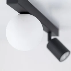 Lampa Sufitowa Regulowana VOX Czarny Biały Szklany Klosz 1xGU10 1xG9 * TK Lighting Outlet