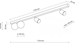 Lampa Sufitowa Regulowana VOX Czarny Biały Szklane Klosze 2xGU10 2xG9 * TK Lighting
