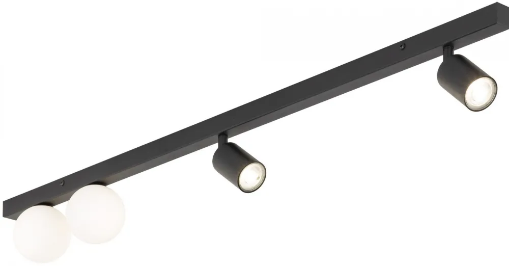 Lampa Sufitowa Regulowana VOX Czarny Biały Szklane Klosze 2xGU10 2xG9 * TK Lighting