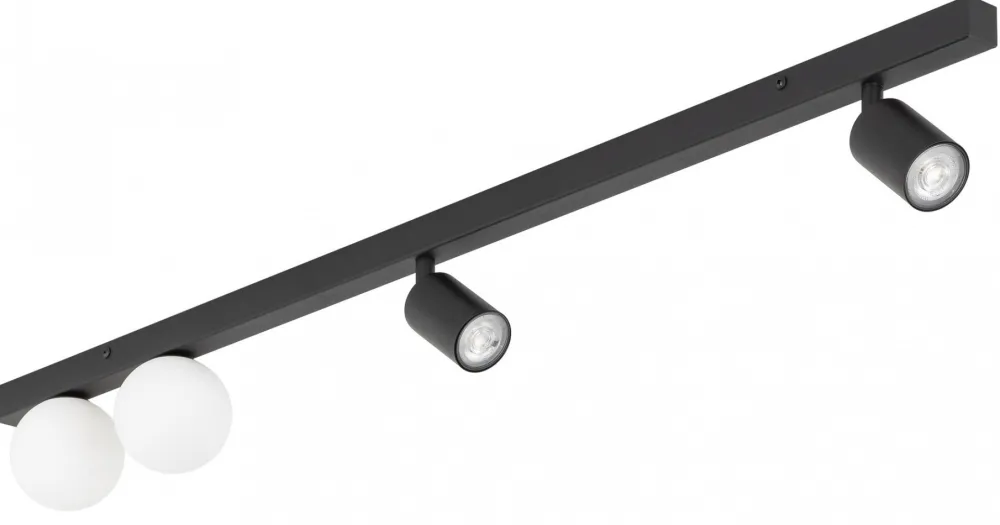 Lampa Sufitowa Regulowana VOX Czarny Biały Szklane Klosze 2xGU10 2xG9 * TK Lighting