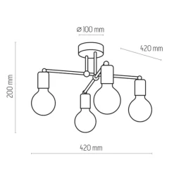 Lampa Sufitowa RETRO Czarny Patyna Loft 4xE27 * TK Lighting Discount