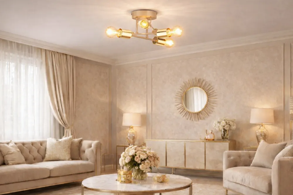 Lampa Sufitowa Robi Beżowa 6xE27 50 cm * HowHomely Discount