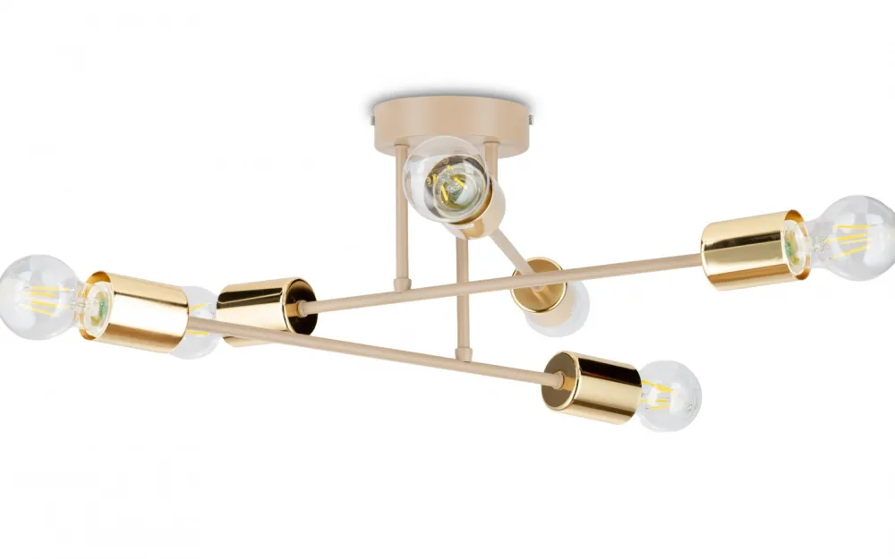 Lampa Sufitowa Robi Beżowa 6xE27 50 cm * HowHomely Discount