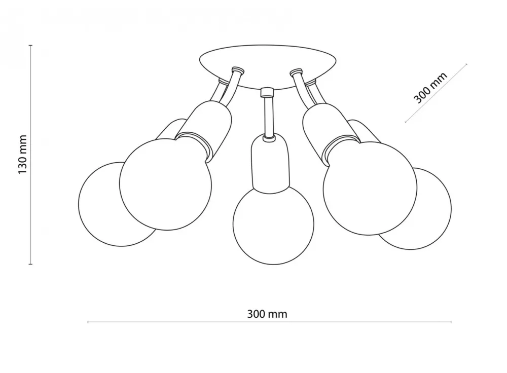 Lampa Sufitowa RUBIO Czarny Loft 5xE27 * TK Lighting Hot