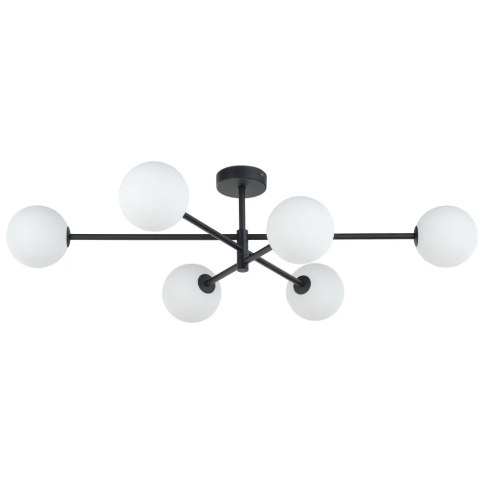 Lampa Sufitowa SARIUS Czarny Szklane Klosze 6xG9