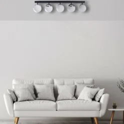 Lampa Sufitowa SFERA Czarny Srebrny Szklany Klosz 5xE14 * Eko-light Hot
