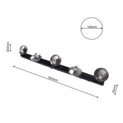 Lampa Sufitowa SFERA Czarny Srebrny Szklany Klosz 5xE14 * Eko-light Hot
