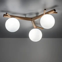 Lampa Sufitowa SHERON Brązowy Biały Szklane Klosze 3xG9 * TK Lighting Discount