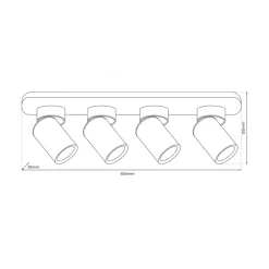 Lampa Sufitowa Spot ANDY Czarny Złoty 4xGU10 60cm * Eko-light