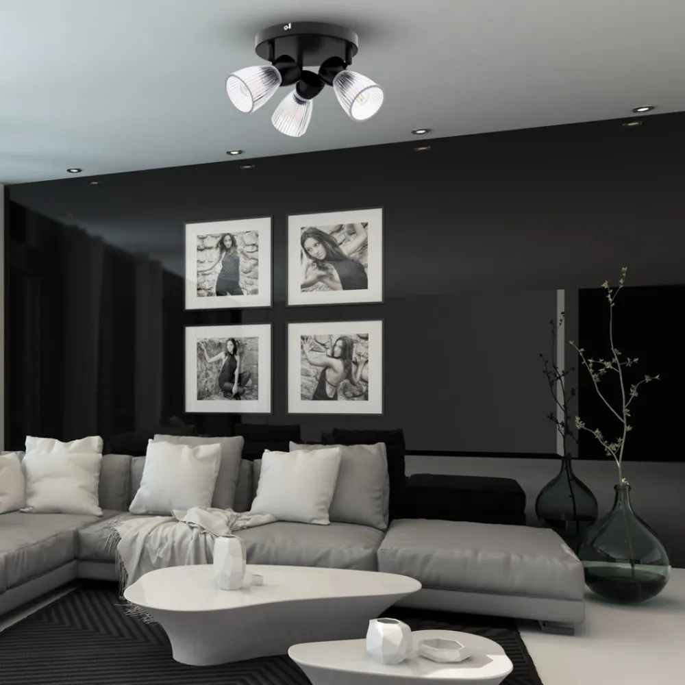 Lampa Sufitowa Spot BEST Czarny Szklane Klosze Koło 3xE14 * Eko-light Discount