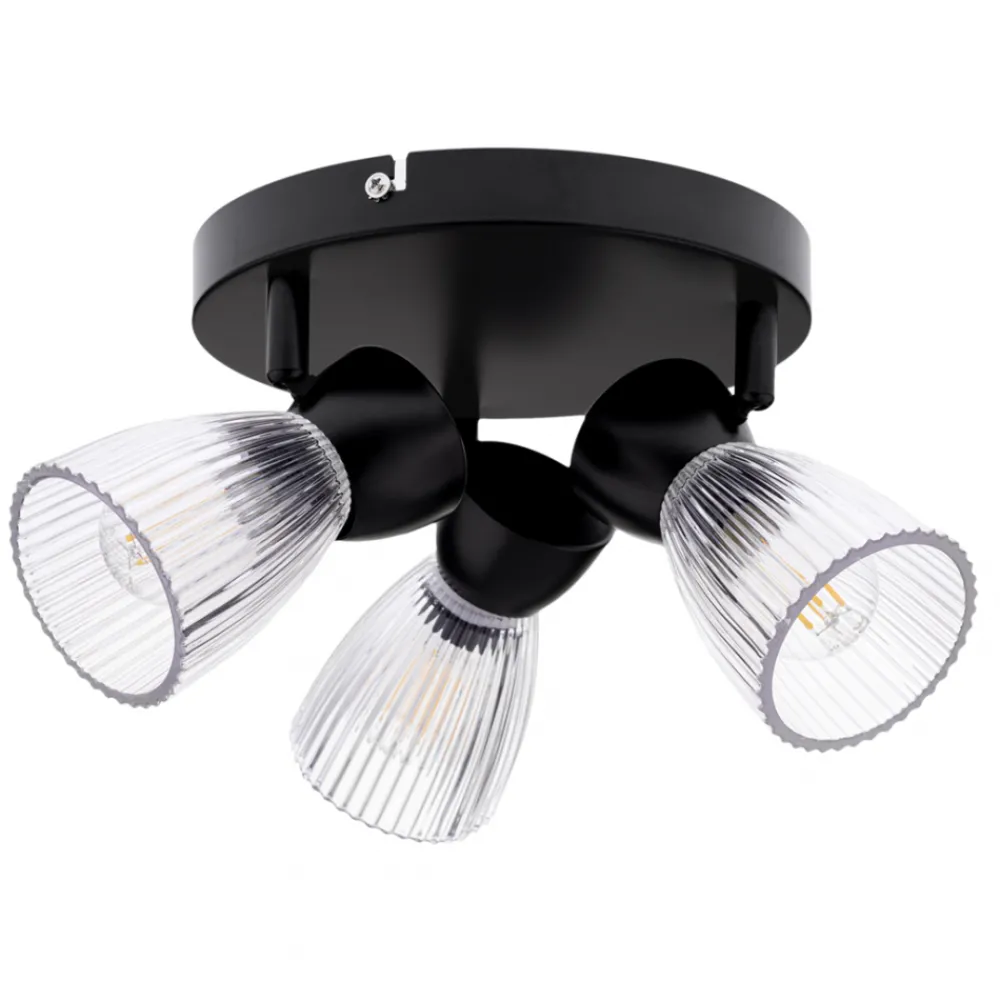 Lampa Sufitowa Spot BEST Czarny Szklane Klosze Koło 3xE14 * Eko-light Discount