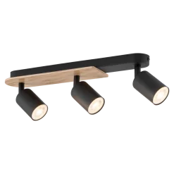 Lampa Sufitowa Spot COVER Czarny Brązowy Drewno 3xGU10 * TK Lighting Discount