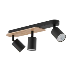 Lampa Sufitowa Spot COVER Czarny Brązowy Drewno 3xGU10 * TK Lighting Discount