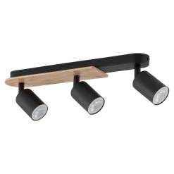 Lampa Sufitowa Spot COVER Czarny Brązowy Drewno 3xGU10 * TK Lighting Discount