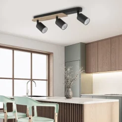 Lampa Sufitowa Spot COVER Czarny Brązowy Drewno 3xGU10 * TK Lighting Discount