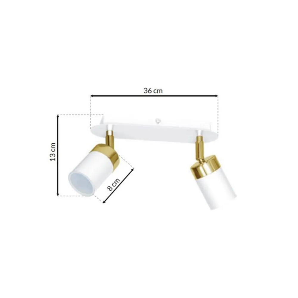 Lampa sufitowa Spot JOKER Biały Złoty 2xGU10 * Eko-light New