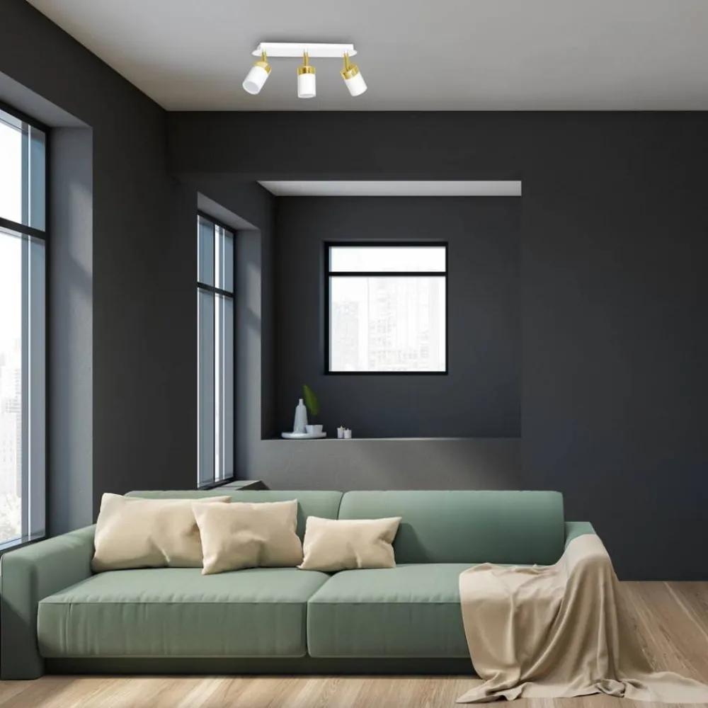Lampa Sufitowa Spot JOKER Biały Złoty 3xGU10 * Eko-light