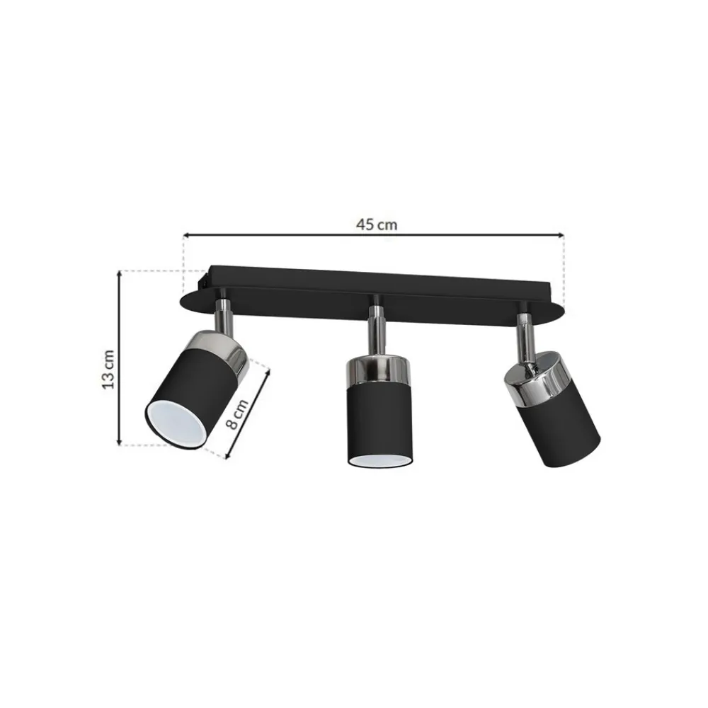 Lampa sufitowa Spot JOKER Czarny Srebrny 3xGU10 * Eko-light New