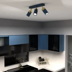 Lampa Sufitowa Spot JOKER Niebieski Złoty 3xGU10 * Eko-light