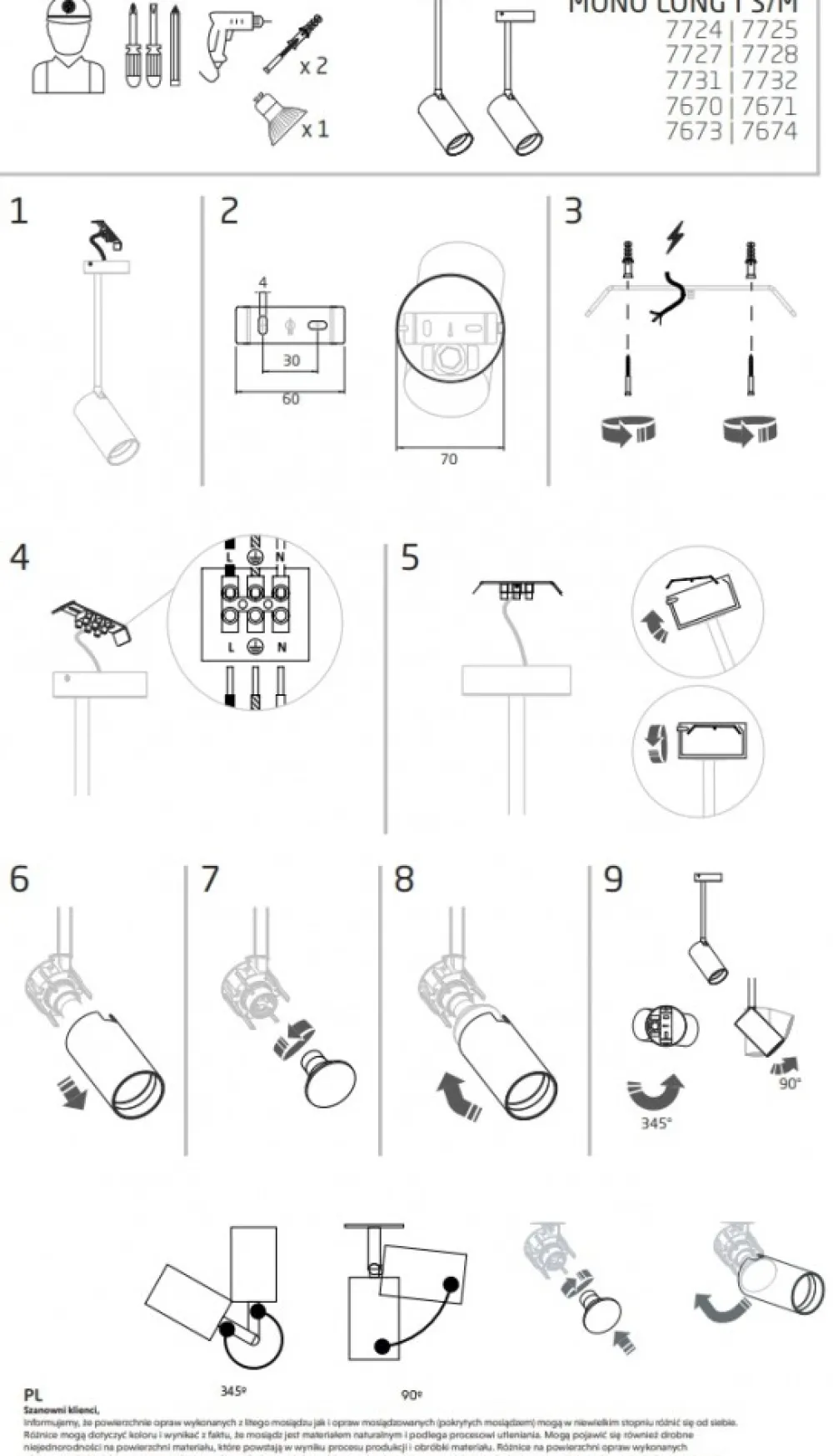 Lampa Sufitowa SPOT MONO LONG M Biały 1xGU10 * Nowodvorski Sale