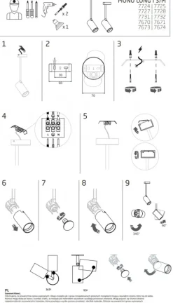 Lampa Sufitowa SPOT MONO LONG M Czarny Złoty 1xGU10 * Nowodvorski