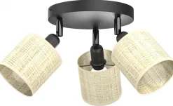 Lampa Sufitowa Spot RATTAN Czarny Beżowy Abażur 3xE14 Plafon * Luminex Best