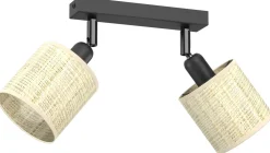 Lampa Sufitowa Spot RATTAN Czarny Beżowy Abażur 2xE14 * Luminex Online