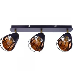 Lampa Sufitowa Spot RICK Czarny Złoty Metalowe Klosze 3xE14 * Eko-light Sale