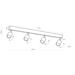 Lampa sufitowa Spot TOP czarna 4xGU10 * TK Lighting
