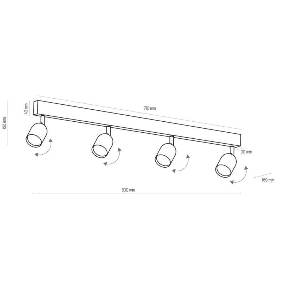 Lampa sufitowa Spot TOP czarna 4xGU10 * TK Lighting