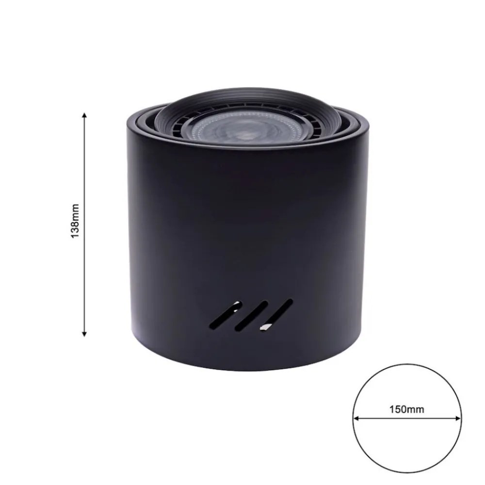 Lampa Sufitowa TUBO Czarny 1xAR111 GU10 15x14cm Bez Żarówki * Eko-light