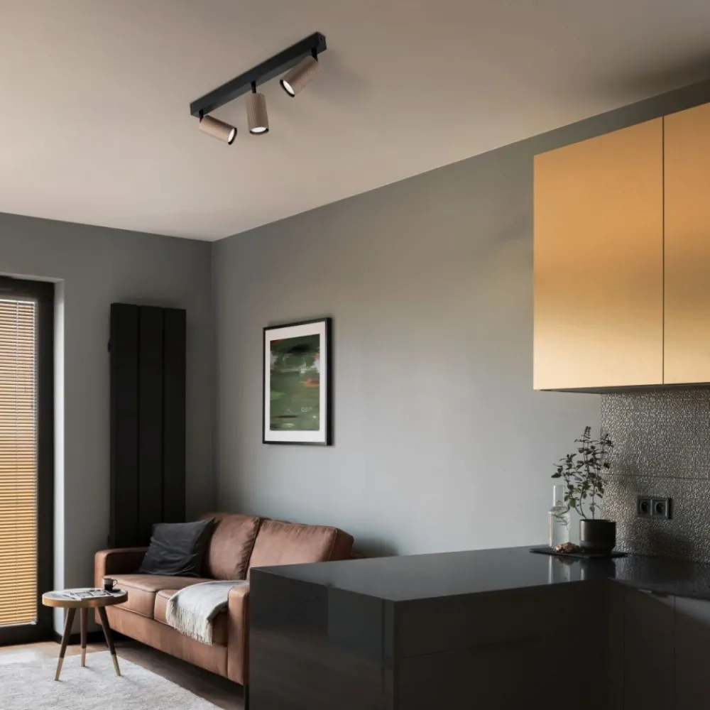 Lampa sufitowa TUNE czarna brązowa 3xGU10 * TK Lighting