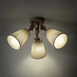 Lampa sufitowa VAIO sabia beżowy abażur len 3xE27 * TK Lighting Online