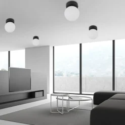 Lampa sufitowa VOX czarna klosz biały 1xG9 * TK Lighting