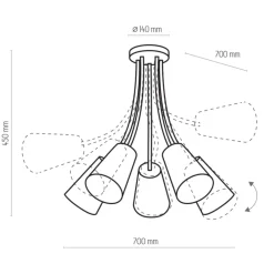 Lampa Sufitowa WIRE KIDS Biały Fioletowy Abażury 5xE27 * TK Lighting Hot