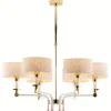 Lampa wisząca ABANDO złota biały abażur 6xE27 * Jupiter Clearance