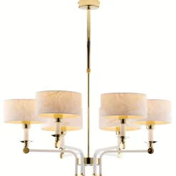 Lampa wisząca ABANDO złota biały abażur 6xE27 * Jupiter Clearance