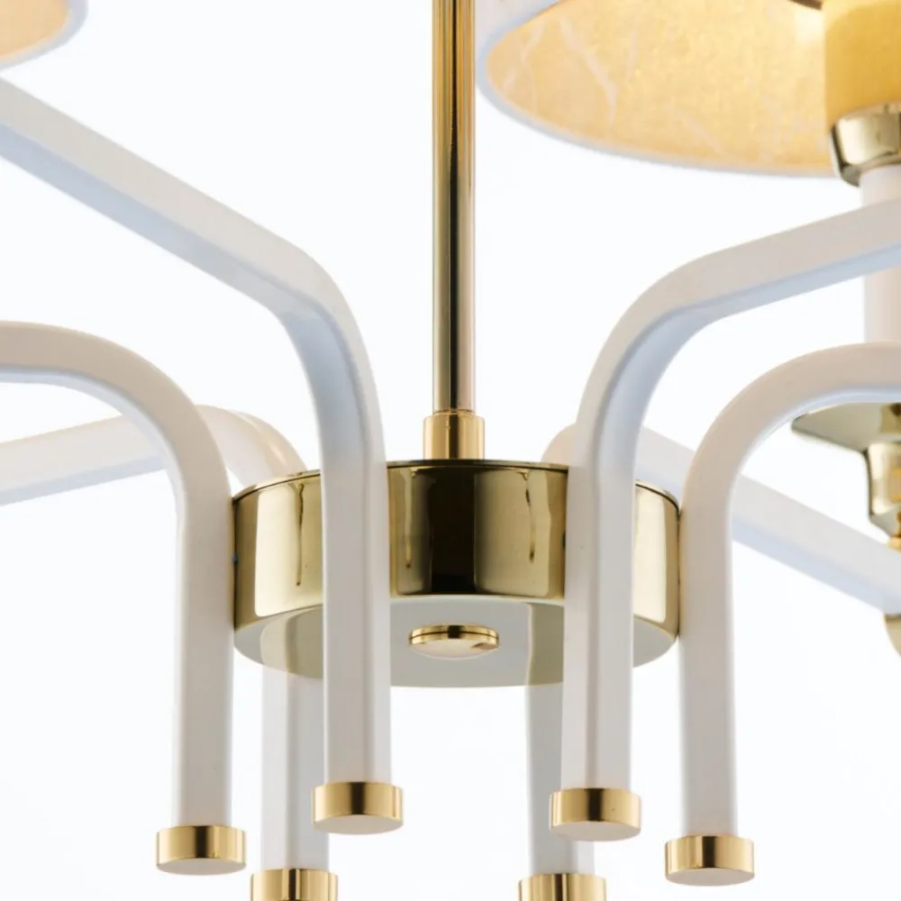 Lampa wisząca ABANDO złota biały abażur 6xE27 * Jupiter Clearance