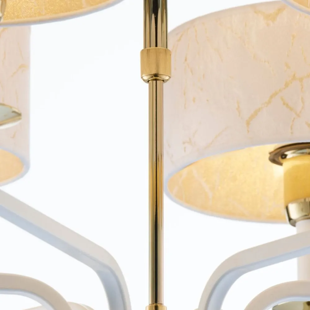 Lampa wisząca ABANDO złota biały abażur 6xE27 * Jupiter Clearance