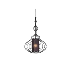 Lampa Wisząca ABI Czarny Metalowy Klosz Abażur 1xE27 41cm