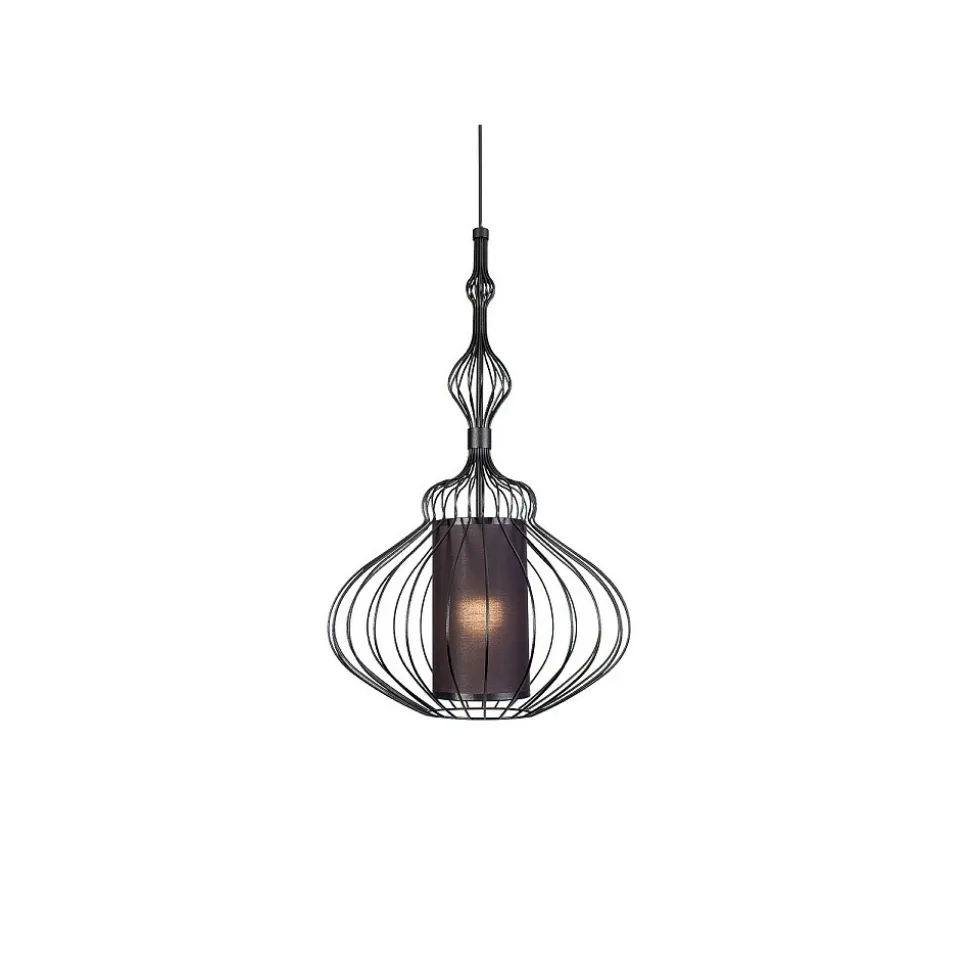 Lampa Wisząca ABI Czarny Metalowy Klosz Abażur 1xE27 41cm