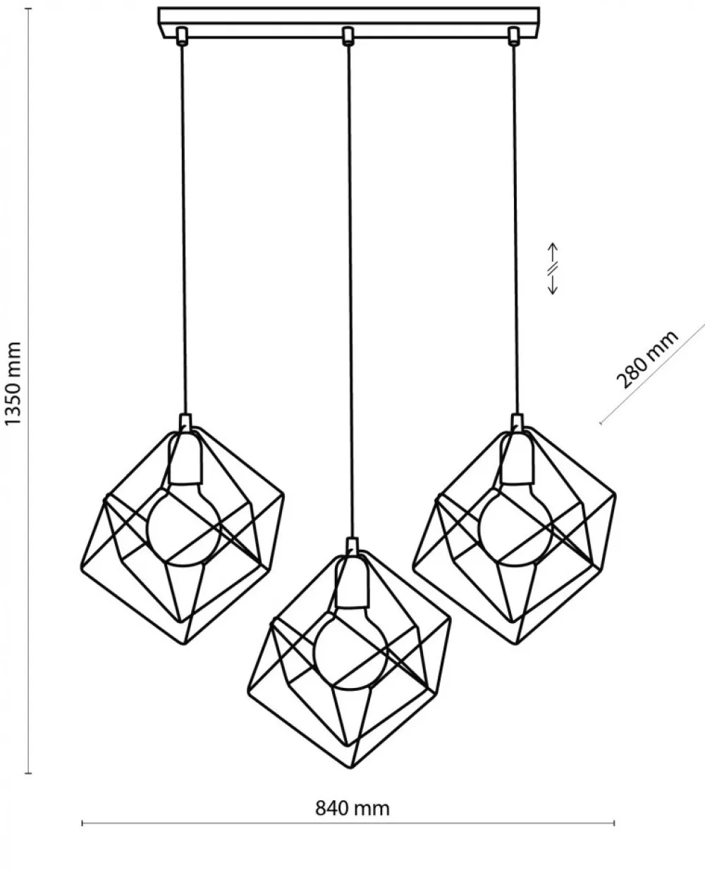 Lampa Wisząca ALAMBRE Czarny Złoty 3xE27 * TK Lighting Outlet
