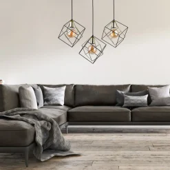 Lampa Wisząca ALAMBRE Czarny Złoty 3xE27 * TK Lighting Outlet