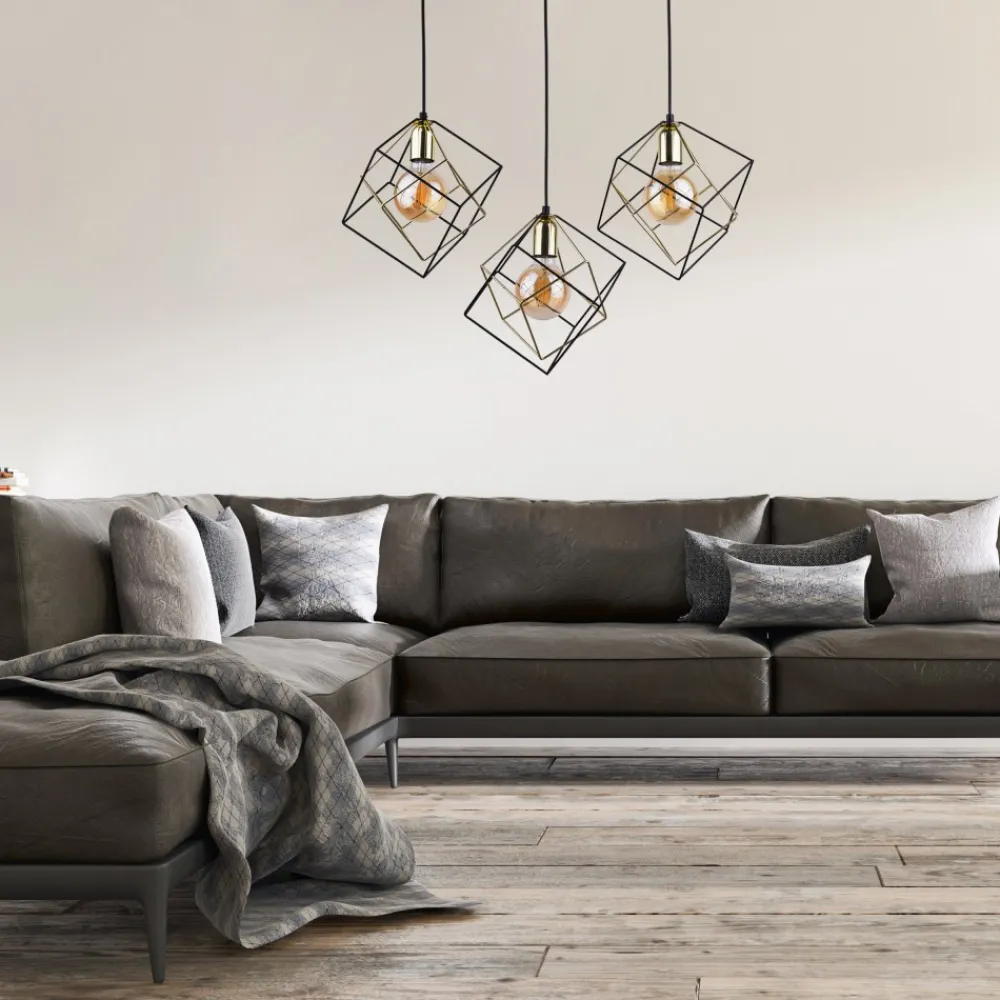 Lampa Wisząca ALAMBRE Czarny Złoty 3xE27 * TK Lighting Outlet
