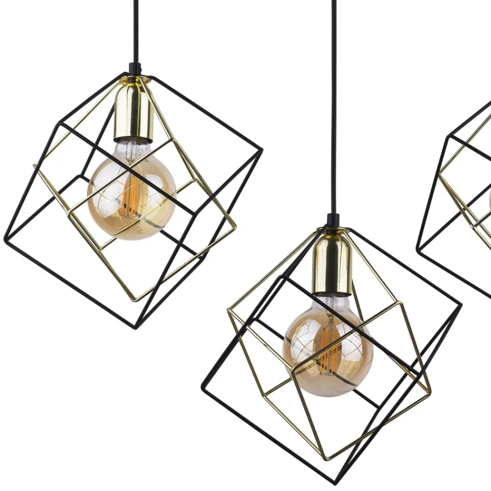 Lampa Wisząca ALAMBRE Czarny Złoty 3xE27 * TK Lighting Outlet