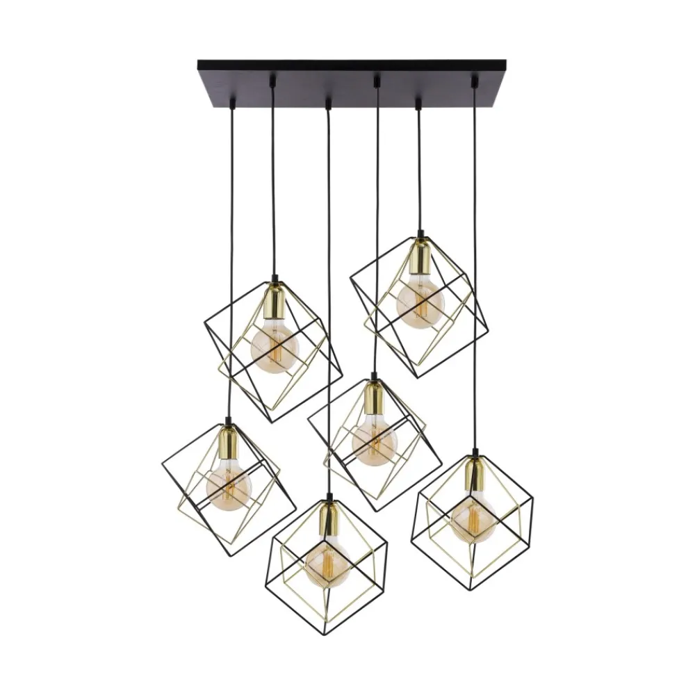 Lampa Wisząca ALAMBRE Czarny Złoty 6xE27 * TK Lighting New