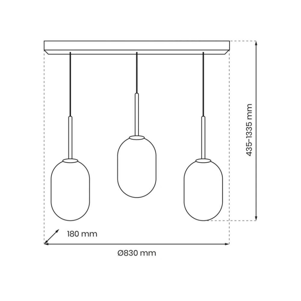 Lampa Wisząca ALIAS Złoty Szklane Klosze 3xE14 83cm * Eko-light Sale