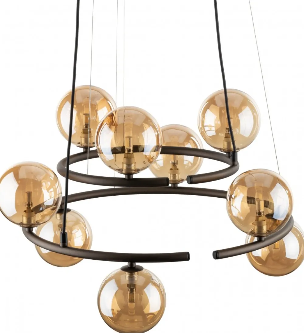 Lampa Wisząca ANABELLE Brązowy Szklane Klosze 9xG9 * TK Lighting
