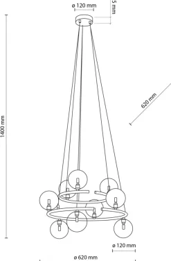 Lampa Wisząca ANABELLE Brązowy Szklane Klosze 9xG9 * TK Lighting