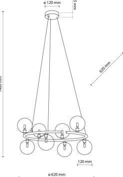 Lampa Wisząca ANABELLE Brązowy Szklane Klosze 8xG9 * TK Lighting Sale